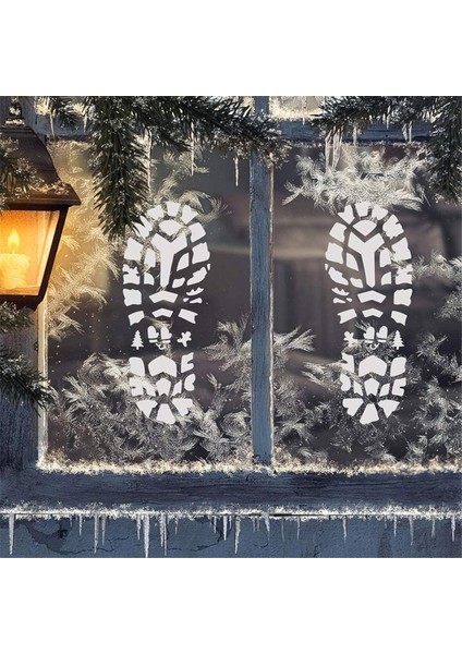 Zemin Için Noel Baba Ayak Izleri, Noel Baba Bot Izleri ve Kar Tanesi Şablonları Için Noel Şablonları (Yurt Dışından)