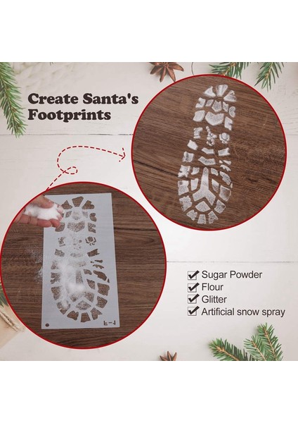 Zemin Için Noel Baba Ayak Izleri, Noel Baba Bot Izleri ve Kar Tanesi Şablonları Için Noel Şablonları (Yurt Dışından) modelleri