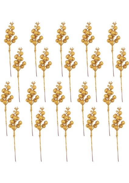 20 Adet Yapay Çilek Sapı, 7,5 Inç Noel Simli Çilek Sapları, Noel Ağacı Için Yapay Noel Süsleri (Altın) (Yurt Dışından) fiyatları