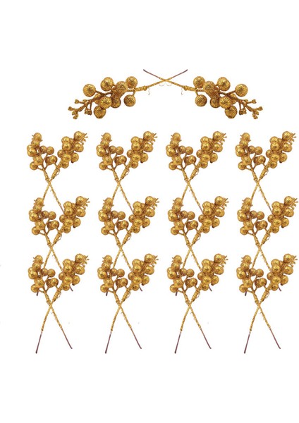 20 Adet Yapay Çilek Sapı, 7,5 Inç Noel Simli Çilek Sapları, Noel Ağacı Için Yapay Noel Süsleri (Altın) (Yurt Dışından) modelleri