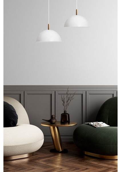 Beyaz Ahşap Sarkıt Avize, Modern ve Şık Iç Dekorasyon Aydınlatması