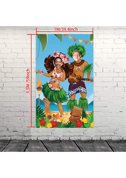 Luau Çift Fotoğraf Kapı Afişi Hawaii Parti Süslemeleri Luau Fotoğraf Propsaloha Afişi 59 x 39,4 Inç (Yurt Dışından)