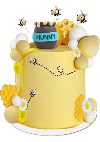 Doğum Günü Bebek Duşu Için Bal Kavanozu Pasta Süsü Petek Pasta Süsü Papatya Petek Arı Kavanozu Köpük Top Pasta Süsü Parti (Yurt Dışından)