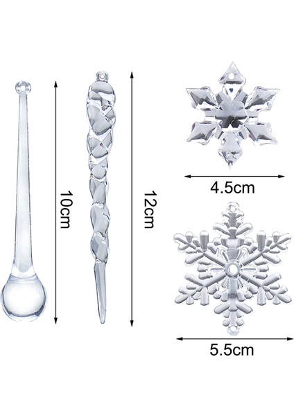 40 Parça Kar Tanesi Buz Sarkıtı Noel Süsleri Yeni Yıl Süsleri Kristal Noel Ağacı Şeffaf Süsler (Yurt Dışından) modelleri
