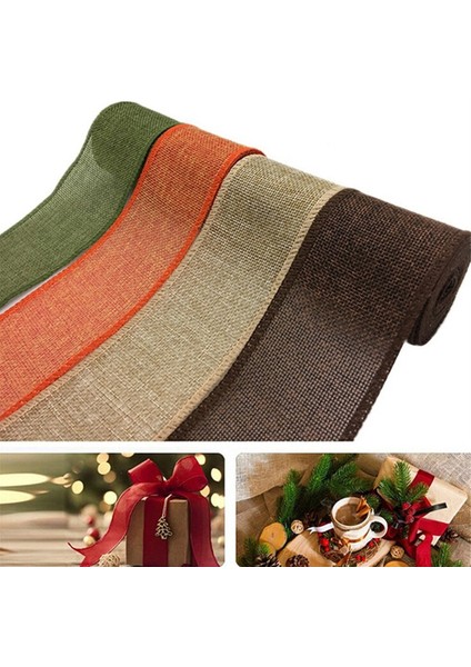 Hediye Için 5 Rulo Noel Kurdelesi El Yapımı Kendin Yap Kurdele Sarma Çuval Bezi Kurdele Ruloları Renkli Dokuma Keten Ruloları (Yurt Dışından)