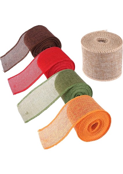 Hediye Için 5 Rulo Noel Kurdelesi El Yapımı Kendin Yap Kurdele Sarma Çuval Bezi Kurdele Ruloları Renkli Dokuma Keten Ruloları (Yurt Dışından) fiyatları