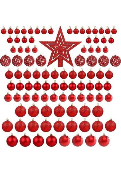 Noel Ağacı Için 101 Adet Kırmızı Noel Topu Süsü, Kırılmaz Noel Ağacı Topları, Dekoratif Süsler, Asılı (Yurt Dışından) modelleri