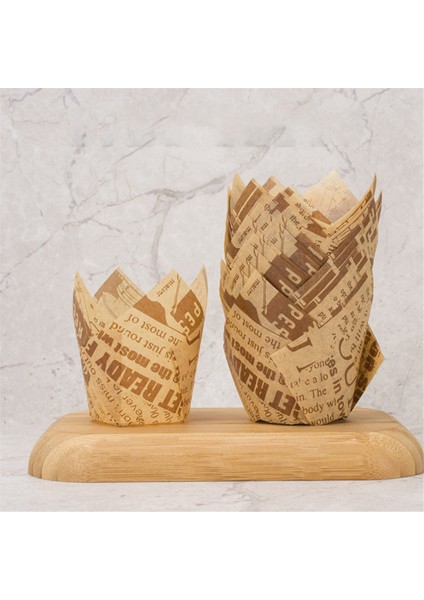 Düğün Partisi Için 50 Adet Gazete Tarzı Kek Kalıbı Pişirme Kabı Lale Muffin Kek Kağıt Bardak Yağa Dayanıklı Kek (Yurt Dışından)