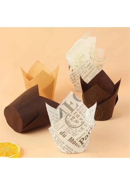 Düğün Partisi Için 50 Adet Gazete Tarzı Kek Kalıbı Pişirme Kabı Lale Muffin Kek Kağıt Bardak Yağa Dayanıklı Kek (Yurt Dışından) fiyatları