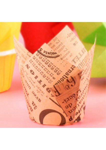 Düğün Partisi Için 50 Adet Gazete Tarzı Kek Kalıbı Pişirme Kabı Lale Muffin Kek Kağıt Bardak Yağa Dayanıklı Kek (Yurt Dışından) indirimleri