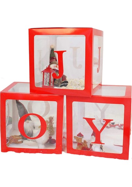 Noel Süslemeleri Büyük Kırmızı Şeffaf Neşe Kutusu Neşe Blokları Tatil Partisi Süslemeleri ve Ev Dekorasyonu Için Süslemeler (Yurt Dışından)