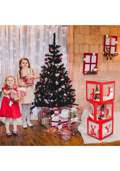 Noel Süslemeleri Büyük Kırmızı Şeffaf Neşe Kutusu Neşe Blokları Tatil Partisi Süslemeleri ve Ev Dekorasyonu Için Süslemeler (Yurt Dışından) fiyatları