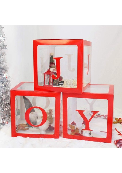 Noel Süslemeleri Büyük Kırmızı Şeffaf Neşe Kutusu Neşe Blokları Tatil Partisi Süslemeleri ve Ev Dekorasyonu Için Süslemeler (Yurt Dışından) fırsatları