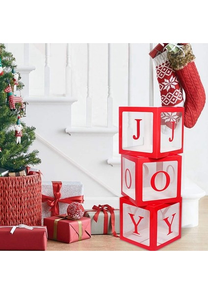 Noel Süslemeleri Büyük Kırmızı Şeffaf Neşe Kutusu Neşe Blokları Tatil Partisi Süslemeleri ve Ev Dekorasyonu Için Süslemeler (Yurt Dışından) indirimleri