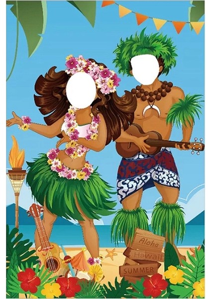Luau Çift Fotoğraf Kapı Afişi Hawaii Parti Süslemeleri Luau Fotoğraf Propsaloha Afişi 59 x 39,4 Inç (Yurt Dışından) fiyatları