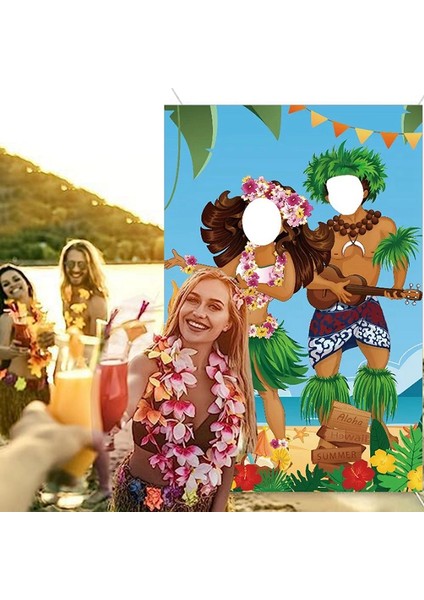 Luau Çift Fotoğraf Kapı Afişi Hawaii Parti Süslemeleri Luau Fotoğraf Propsaloha Afişi 59 x 39,4 Inç (Yurt Dışından) fırsatları