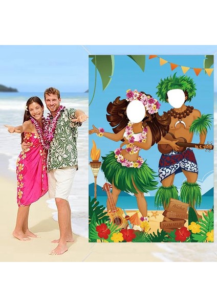 Luau Çift Fotoğraf Kapı Afişi Hawaii Parti Süslemeleri Luau Fotoğraf Propsaloha Afişi 59 x 39,4 Inç (Yurt Dışından) indirimleri