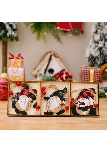 Noel Süsleri Ahşap Kutu Karikatür Baskılı Cüce Yaşlı Adam Noel Ahşap Ağaç Kolye (Yurt Dışından) modelleri