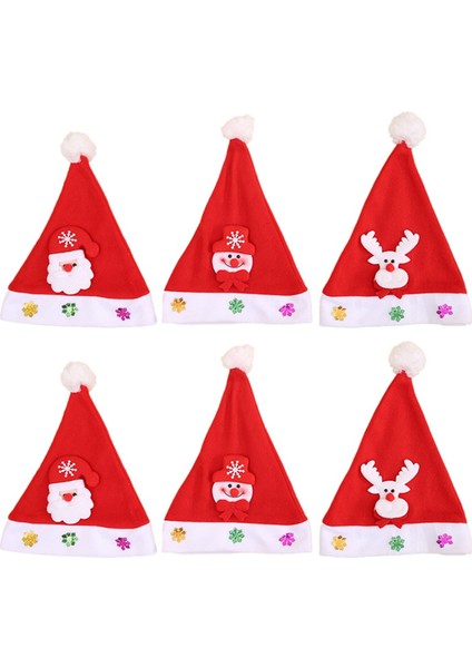 Yetişkinler ve Çocuklar Için Uygun Noel Partisi Hediyeleri Için 6 Adet Kırmızı Noel Şapkası (Yurt Dışından)
