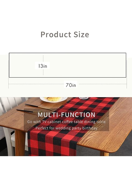 13X70 Inç Siyah ve Kırmızı Kareli Masa Örtüsü, Parti, Noel Etkinlikleri ve Ev Dekorasyonu Için Yemek Masası Örtüleri (Yurt Dışından) modelleri