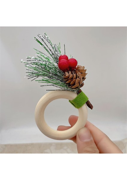 Düğün, Ziyafet, Doğum Günü, Şükran Günü Için 6 Adet Noel Peçete Halkası Ahşap El Yapımı Holly Berry Peçetelik (Yurt Dışından) fırsatları