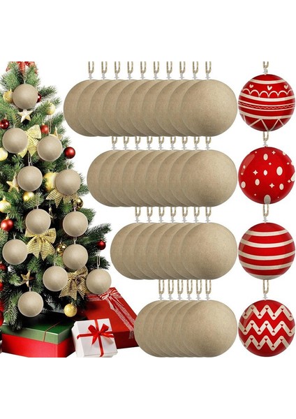 48 Adet Noel Kağıt Hamuru Topu 3,15 Inç Boyasız Boş Top Süsleri El Sanatları Malzemeleri (Yurt Dışından) fiyatları