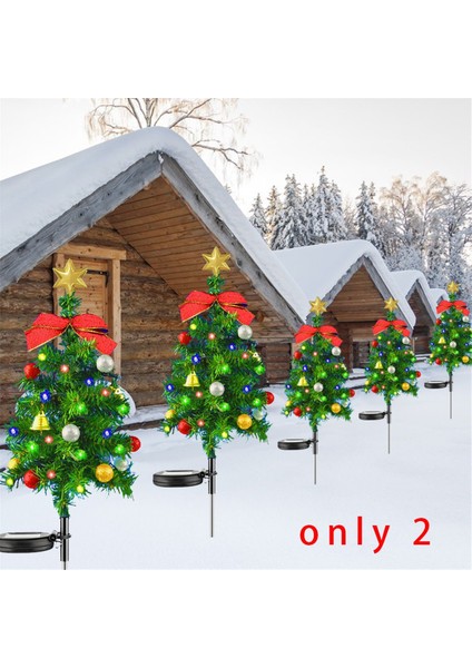 2 Adet Güneş Enerjili Noel Ağacı Işıkları Açık Su Geçirmez Güneş Enerjili Işıklar Noel Ağacı Kazık Işıkları Noel Süslemeleri (Yurt Dışından)