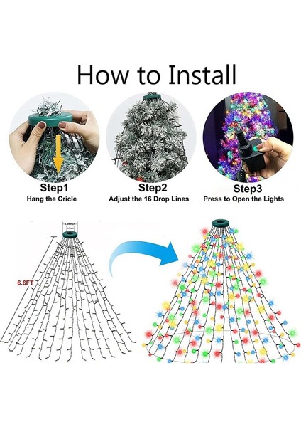 Noel Ağacı Işıkları IP65 Su Geçirmez 16 Hat 8 Mod Noel Işıkları Iç Mekan Dış Mekan Noel Süslemeleri Ab Fişi, D (Yurt Dışından) modelleri