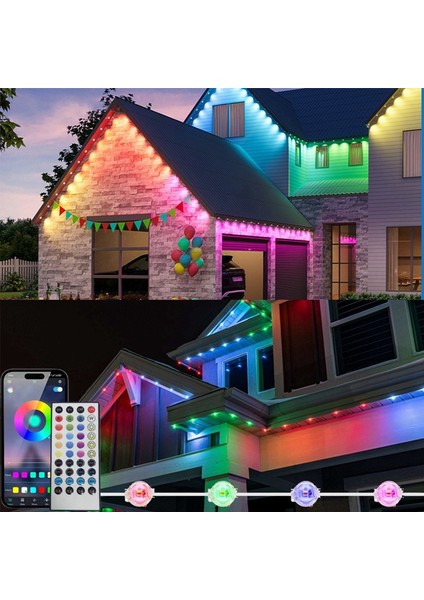 Kalıcı Dış Mekan Saçak LED Işıkları Su Geçirmez App Kontrollü Rgb Noel Süslemeleri Için Işık Dizisi Ab Fişi 15M (Yurt Dışından) indirimleri