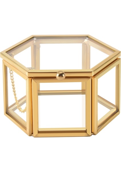 Cam Vintage Mücevher Kutusu Altın Geometrik Mücevher Sergileme Düzenleyici Kutusu Ev Dekoratif Saklama Kutusu (Küçük) (Yurt Dışından) fiyatları