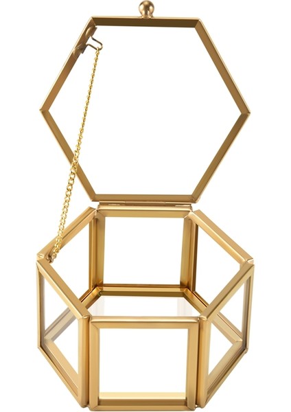 Cam Vintage Mücevher Kutusu Altın Geometrik Mücevher Sergileme Düzenleyici Kutusu Ev Dekoratif Saklama Kutusu (Küçük) (Yurt Dışından) modelleri