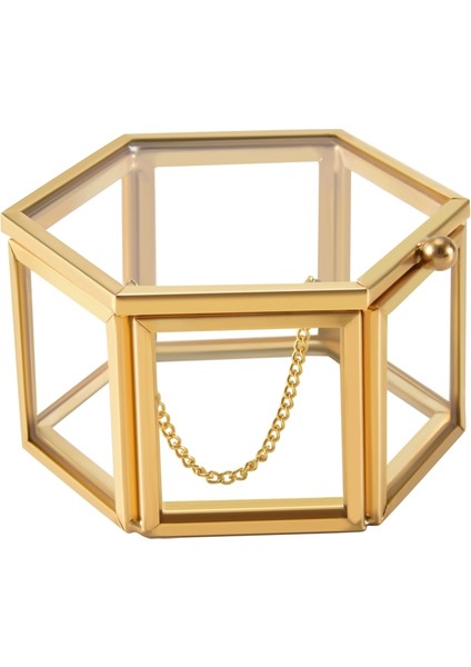 Cam Vintage Mücevher Kutusu Altın Geometrik Mücevher Sergileme Düzenleyici Kutusu Ev Dekoratif Saklama Kutusu (Küçük) (Yurt Dışından) fırsatları