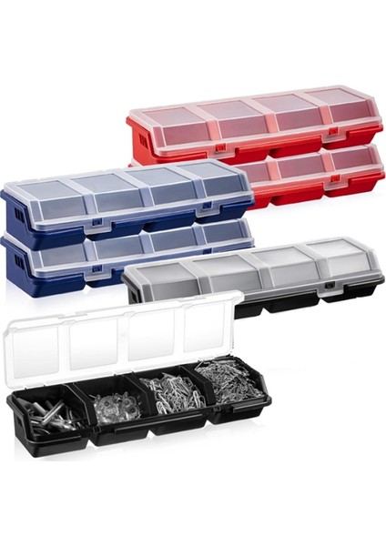 6'lı Paket Vida Düzenleyici Kutu, Kapaklı, 4 Bölmeli Alet Kutusu Bölücü, Küçük Parça Depolama Düzenleyici, Vida Alet Kutusu Kılıfı (Yurt Dışından) fiyatları