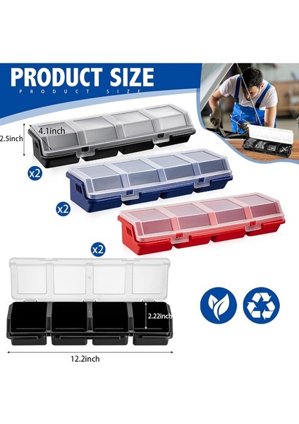 6'lı Paket Vida Düzenleyici Kutu, Kapaklı, 4 Bölmeli Alet Kutusu Bölücü, Küçük Parça Depolama Düzenleyici, Vida Alet Kutusu Kılıfı (Yurt Dışından) modelleri