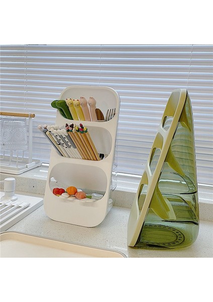 Mutfak Gereçleri Için Çok Işlevli Üç Katmanlı Süzgeçli Saklama Kutusu - Plastik Düzenleyici, Yeşil ve Gri (Yurt Dışından) modelleri