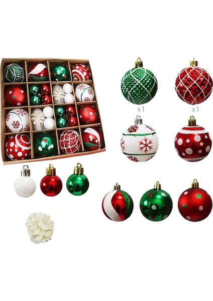 42 Adet Noel Topu Süsleri Kırılmaz Noel Süsleri Parlak Baskılı Dekoratif Toplar Noel Ağacı Süsleri (Yurt Dışından)