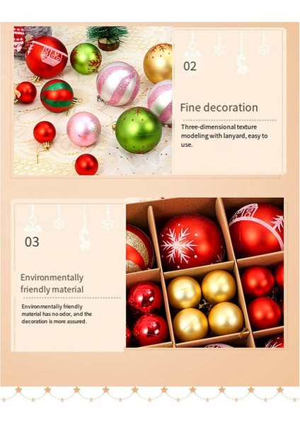 42 Adet Noel Topu Süsleri Kırılmaz Noel Süsleri Parlak Baskılı Dekoratif Toplar Noel Ağacı Süsleri (Yurt Dışından) indirimleri