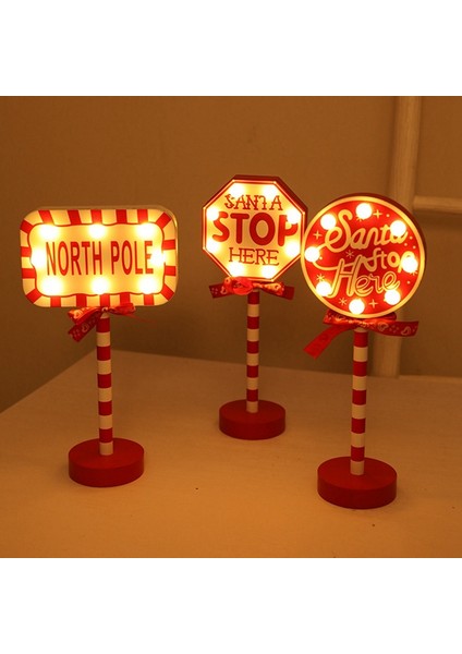 Noel Vintage Işıkları Kuzey Kutbu Tabelası LED Işık Sokak Tabelası Noel Ahşap Masa Üstü Dekorasyonu Noel Dekoru C (Yurt Dışından) indirimleri