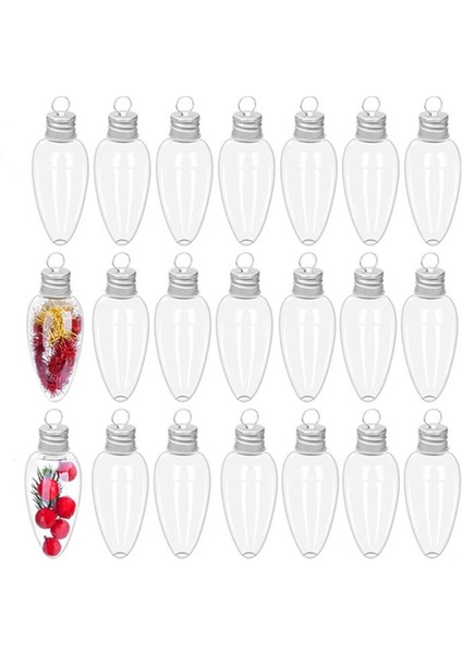 Noel Şeffaf Plastik Ampul Şeklinde Süsler Noel Süsleri Plastik Noel Süsleri Noel Ev Partisi Dekoru Için 20 Adet (Yurt Dışından)