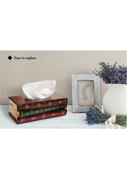 Vintage Yığılmış Kitap Tasarımı Masif Ahşap Menteşeli Üst Kısımlı Dikdörtgen Menteşeli Üst, Mavi (Yurt Dışından)