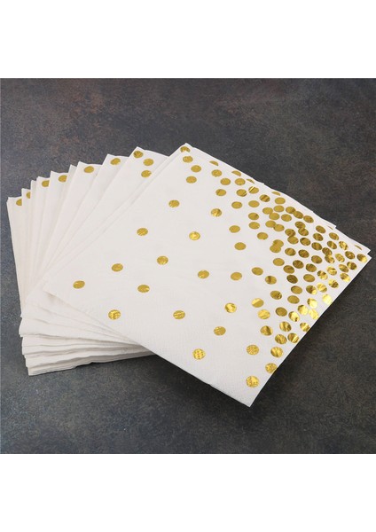 Altın Noktalı Kokteyl Peçeteleri (50'li Paket) Altın Folyo Puantiyeli 3 Katlı Kağıt Peçeteler Doğum Günü Partisi, Bebek Partisi, Gelin Partisi, Tatil Kutlaması ve Düğün Için Mükemmel (Yurt Dışından)