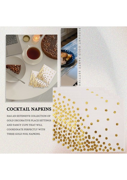 Altın Noktalı Kokteyl Peçeteleri (50'li Paket) Altın Folyo Puantiyeli 3 Katlı Kağıt Peçeteler Doğum Günü Partisi, Bebek Partisi, Gelin Partisi, Tatil Kutlaması ve Düğün Için Mükemmel (Yurt Dışından) fırsatları
