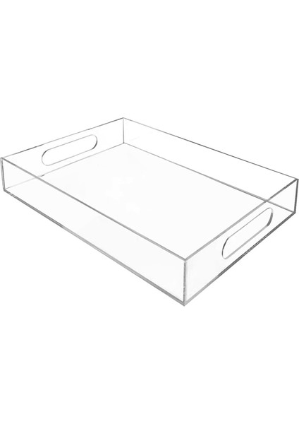 Akrilik Şeffaf Tepsi, Saplı Akrilik Servis Tepsisi, Akrilik Atıştırmalık Tabağı, Çok Amaçlı Saklama Tabağı (Yurt Dışından)