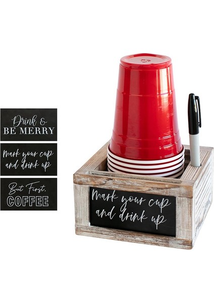 Ahşap Işaretle ve Iç Bardak Tutucu - Değiştirilebilir Işaretli Bardak Düzenleyici - Işaret Yuvalı Kahve Fincanı Tutucu (Yurt Dışından) fiyatları