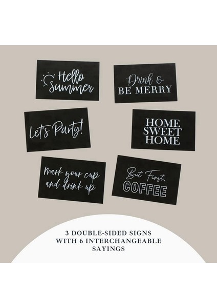 Ahşap Işaretle ve Iç Bardak Tutucu - Değiştirilebilir Işaretli Bardak Düzenleyici - Işaret Yuvalı Kahve Fincanı Tutucu (Yurt Dışından) modelleri