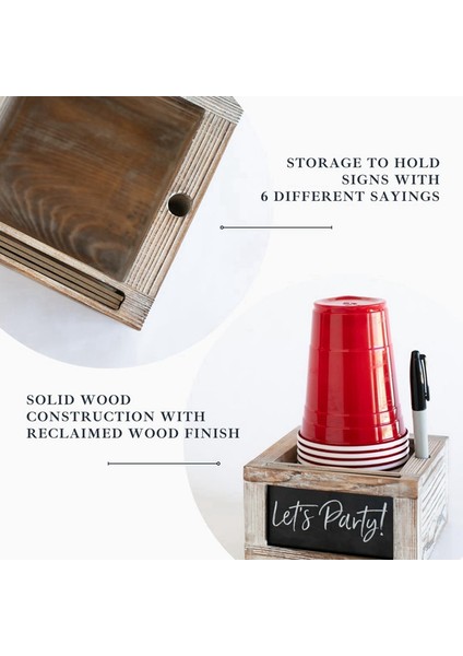 Ahşap Işaretle ve Iç Bardak Tutucu - Değiştirilebilir Işaretli Bardak Düzenleyici - Işaret Yuvalı Kahve Fincanı Tutucu (Yurt Dışından) fırsatları