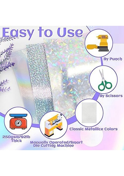 Kart Yapımı, Scrapbooking ve Diğer Amaçlar Için 30'lu Paket Metalik Holografik Kart Stoğu Parlak Floresan A4 Kalın Kart Stoğu Aynalı Kağıt (Yurt Dışından) indirimleri