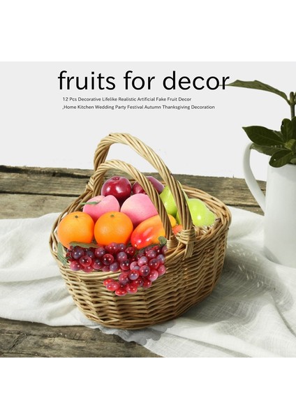 12 Adet Dekoratif Gerçekçi Yapay Meyve Dekoru, Ev Mutfak Düğün Parti Festivali Sonbahar Şükran Günü Dekorasyonu (Yurt Dışından) fırsatları