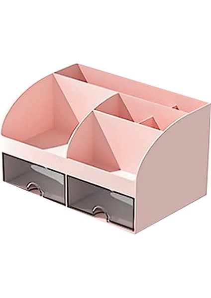 6 Bölmeli ve 2 Küçük Çekmeceli Masa Düzenleyici-Ofis Düzenleyici, Kalemlikler Için Masa Saklama Kutusu, Uzaktan Kumanda Pembe (Yurt Dışından)