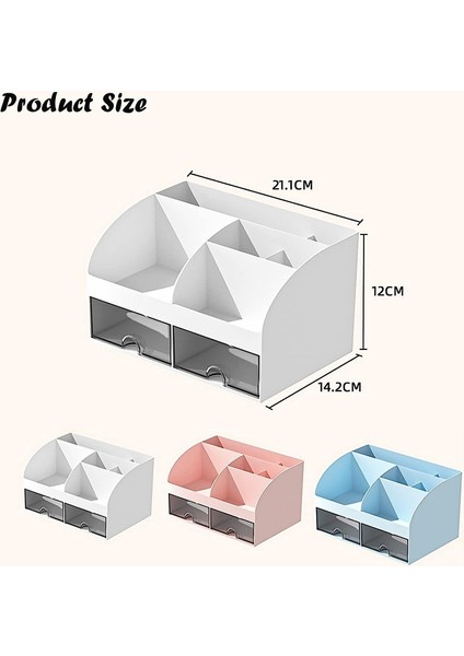 6 Bölmeli ve 2 Küçük Çekmeceli Masa Düzenleyici-Ofis Düzenleyici, Kalemlikler Için Masa Saklama Kutusu, Uzaktan Kumanda Pembe (Yurt Dışından) modelleri